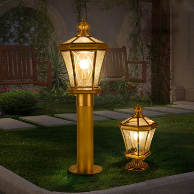 Contemporary Industrial Waterproof Copper Glass 1-Light Lawn Landscape Light For Outdoor Patio