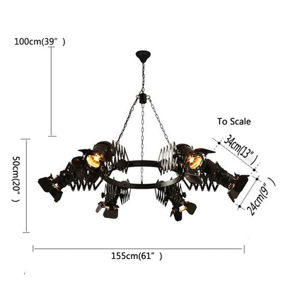 Contemporary Industrial Wrought Iron Round 6-Light Chandelier For Dining Room