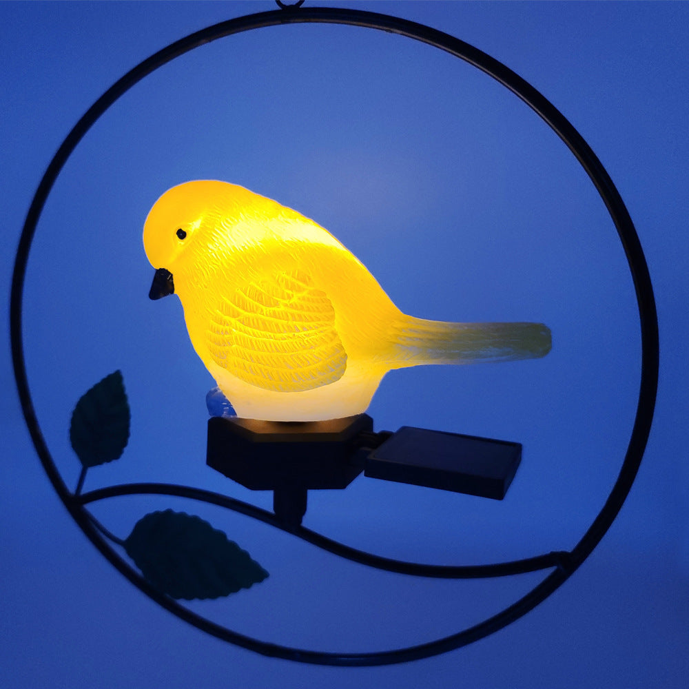 Modern Art Deco Solar Waterproof Iron Resin Plastic Bird Round LED Pen