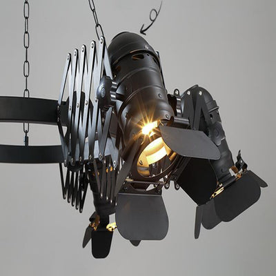 Contemporary Industrial Wrought Iron Round 6-Light Chandelier For Dining Room