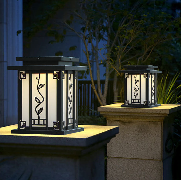 Contemporary Industrial Iron Column Acrylic Shade 1-Light Solar Lawn Landscape Light For Outdoor