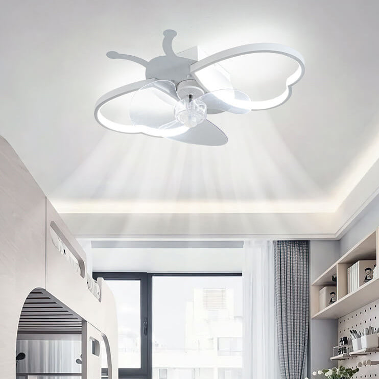 Nordic Creative Silicone Butterfly Shape LED Flush Mount Ceiling Fan Light