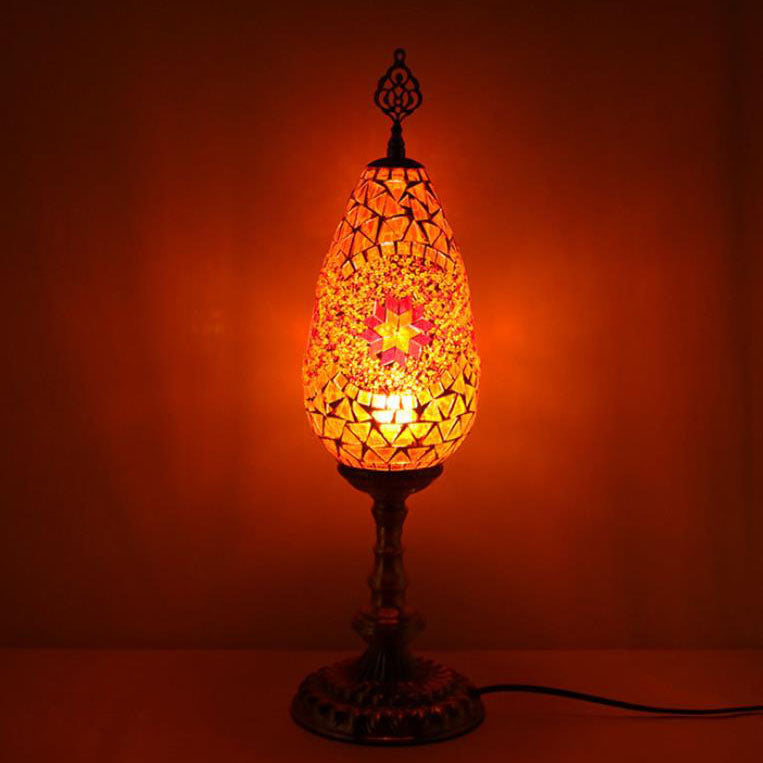 Bohemian Vintage Stained Glass Oval 1-Light Table Lamp – BulbSquare