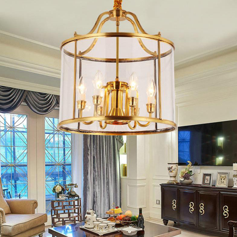 Modern Golden Glamour Full Copper Glass Shade Cylinder 3 7 Light Chand BulbSquare