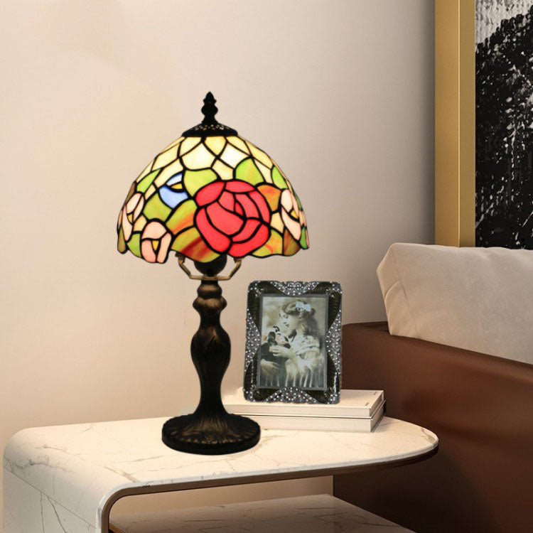 Traditional Tiffany Resin Glass Umbrella Shape 1-Light Table Lamp For Bedroom