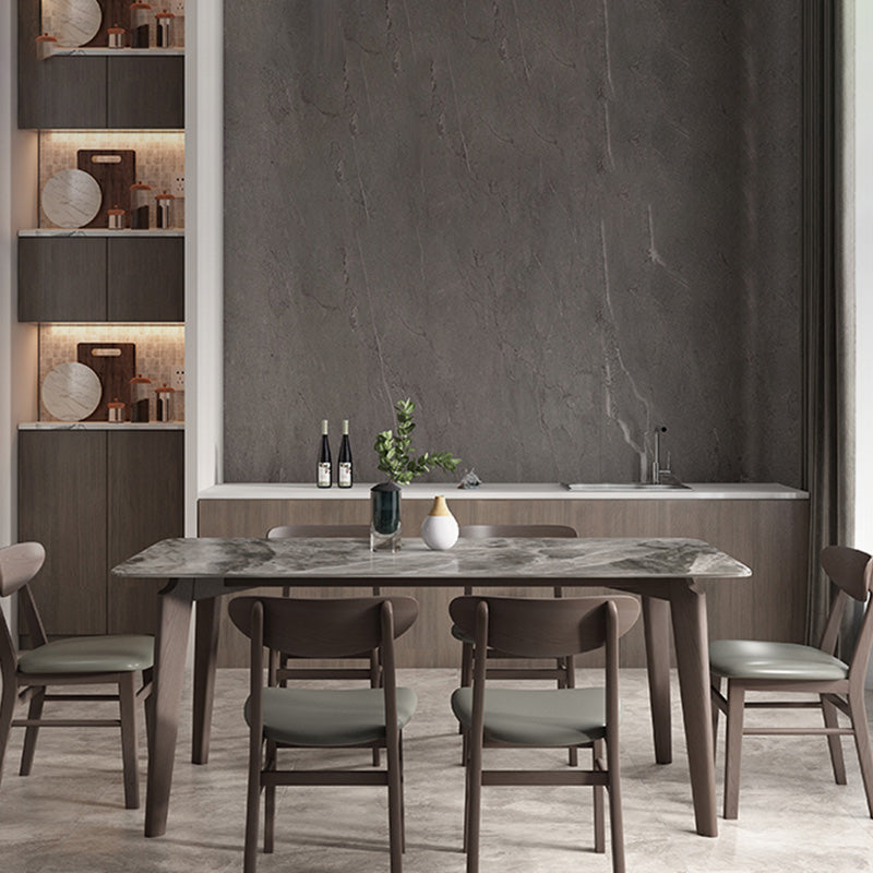 Contemporary Nordic Rectangular Ash Wood Slab Dining Table & Chair For ...