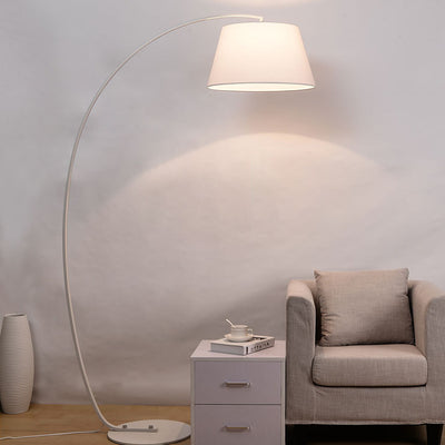 Modern Light Luxury Wrought Iron Curved Cylinder 1-Light Standing Floor Lamp