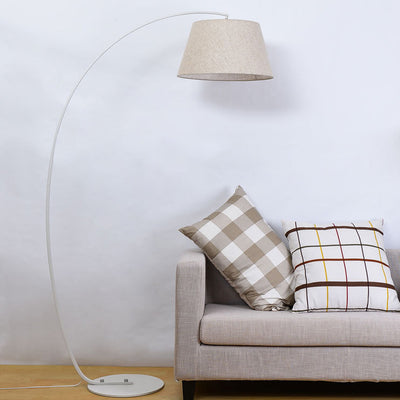 Modern Light Luxury Wrought Iron Curved Cylinder 1-Light Standing Floor Lamp