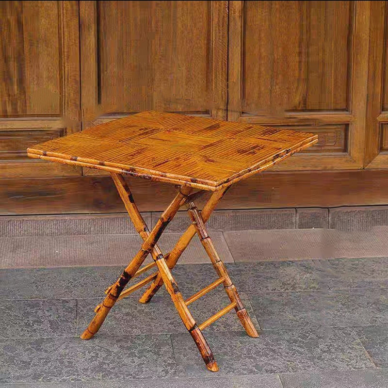 Traditioneller Vintage runder quadratischer Massivholz-Bambus-Außentis –  BulbSquare