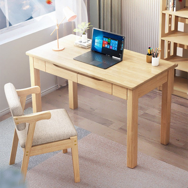 Contemporary Nordic Rubber Wood Pine Wood Rectangular Desk & Chair