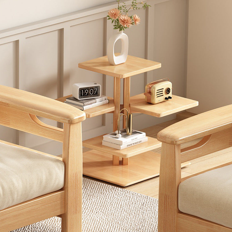 Contemporary Simplicity Square Solid Wood Side Table Tray For