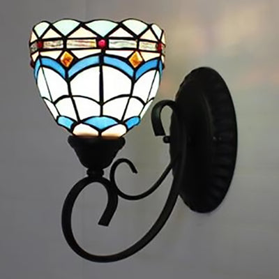 Tiffany Creative Resin Glass Flower Shape 1-Light Wall Sconce Lamp