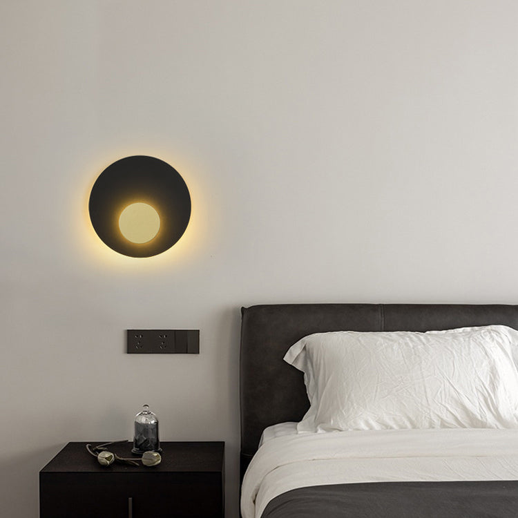 Modern Minimalist Iron Round Flat Piece LED Wall Sconce Lamp For Bedro BulbSquare