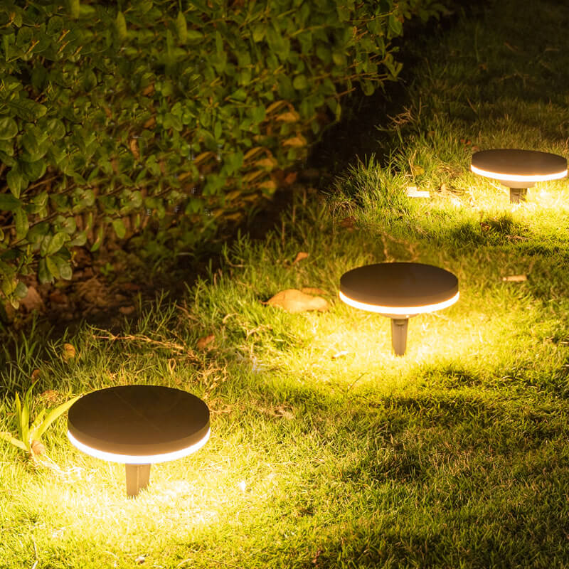 Modern Simplicity Disc Aluminum LED Ground Plug Outdoor Lights For Gar