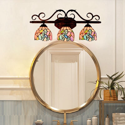 Tiffany Vintage Bird Stained Glass 3-Light Bathroom Vanity Mirror Front Wall Sconce Lamp