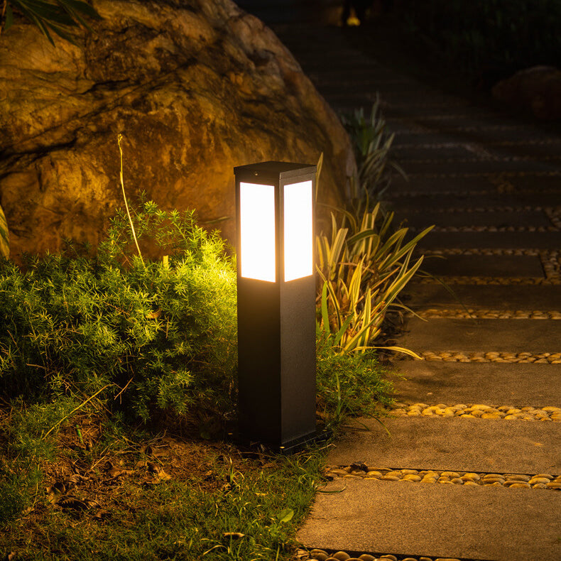 Modern Solar Lawn Square Column Outdoor Waterproof Path Lamp – BulbSquare