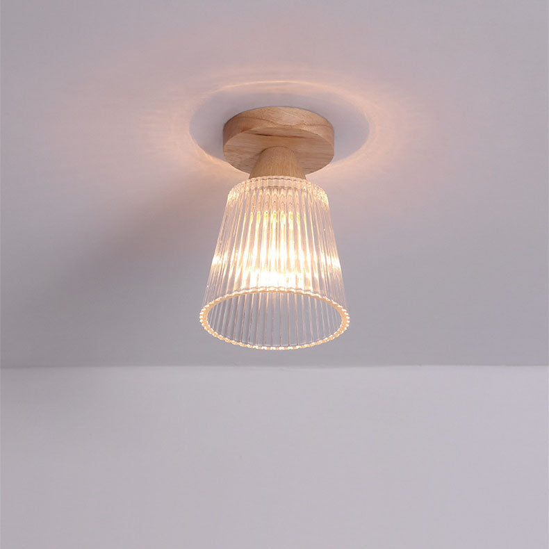 Japanese Minimalist Log Glass 1-Light Semi-Flush Mount Light