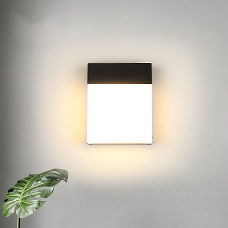 Simple Outdoor Square Frosted Aluminum Waterproof LED Wall Sconce Lamp