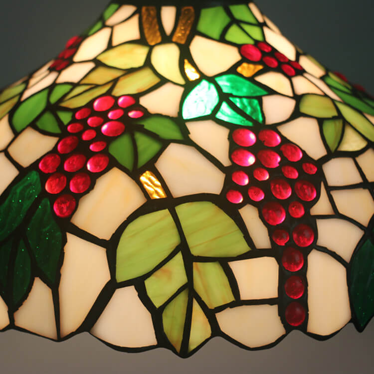 Vintage Tiffany Grape Stained Glass 1-Light Pendant Light