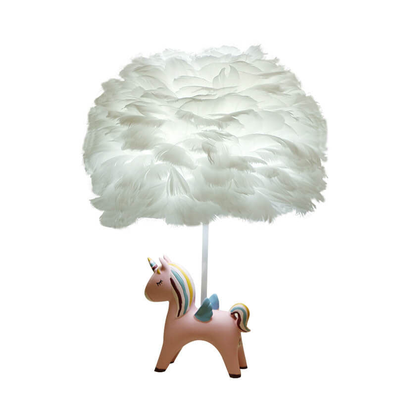 Modern Creative Unicorn Feather Children 1-Light Table Lamp
