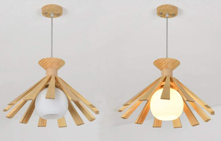 Japanese Art Wooden 1-Light Pendant Light