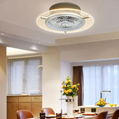 Modern Clear Acrylic Round LED Semi-Flush Mount Ceiling Fan Light