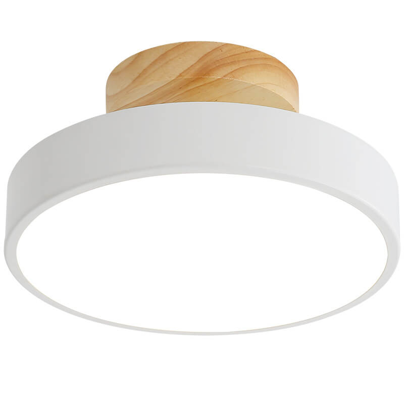 Nordic Wood  Round Acrylic LED Semi-Flush Mount Ceiling Light