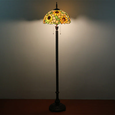 European Tiffany Sunflower 2-Light Standing Floor Lamp