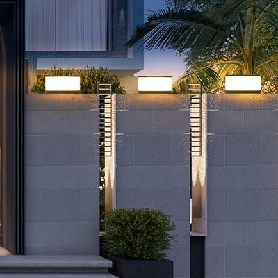 Solar Outdoor Round Column Post Head LED Waterproof Landscape Light