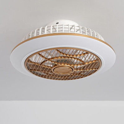 Modern Minimalist Round Cage Iron Acrylic LED Flush Mount Ceiling Fan Light