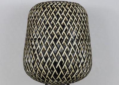 Vintage Japanese Rattan Weaving Oval Ball 1-Light Table Lamp
