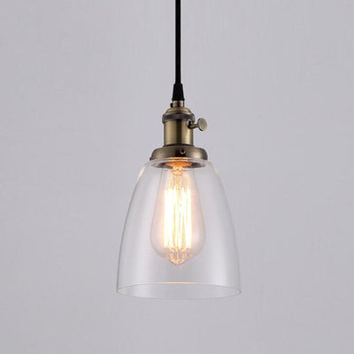 Industrial Retro Glass Bell Shade 1-Light Pendant Light