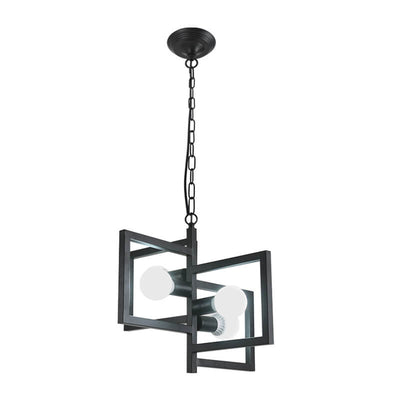 Wrought Iron 4-Light Square Chandeliers