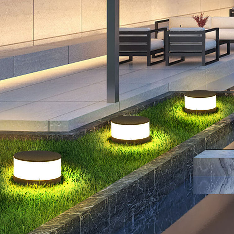 Solar Outdoor Round Column Post Head LED Waterproof Landscape Light