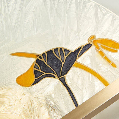 Modern Chinese Glass Folding Fan Shaped Brass LED Wall Sconce Lamp