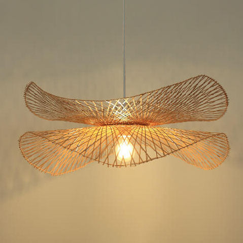 Modern Bamboo Weaving 1-Light Butterfly Pendant Light