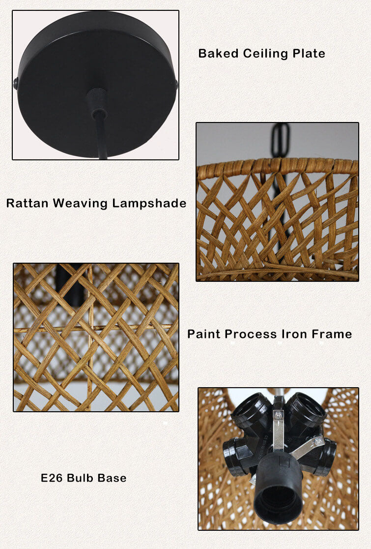 Retro Rattan Weaving 3 Layers 4/6 Light Chandeliers