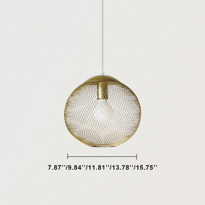 Industrial Golden Iron Mesh 1-Light Globe Pendant Light