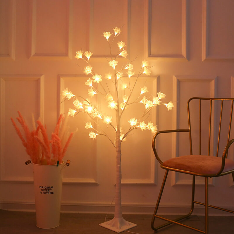 64 Light Copper Wire Orchid USB Charging LED Tree Table Lamp