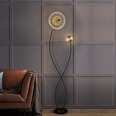 Modern Creative LED Art Standing Floor Lamp with Clock