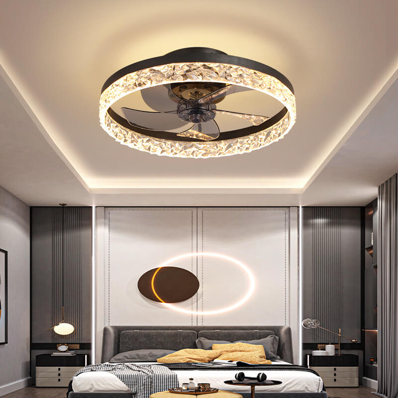 Modern Circle Ring LED Semi-Flush Mount Ceiling Fan Light – BulbSquare