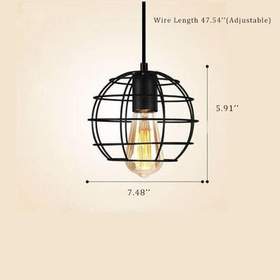 Wrought Iron Openwork 1-Light Globe Shade Pendant Light