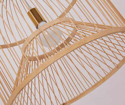 Modern Chinese Bamboo Weaving Birdcage 1-Light Pendant Light