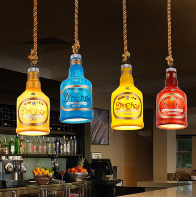 Contemporary Industrial Colorful Bottle Resin 1-Light Pendant Light