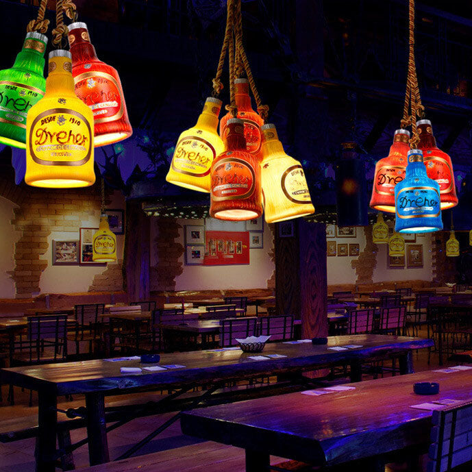 Contemporary Industrial Colorful Bottle Resin 1-Light Pendant Light