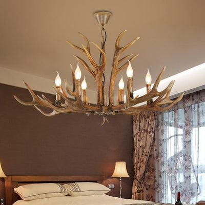 Country Style Antler Resin 6-Light Chandeliers