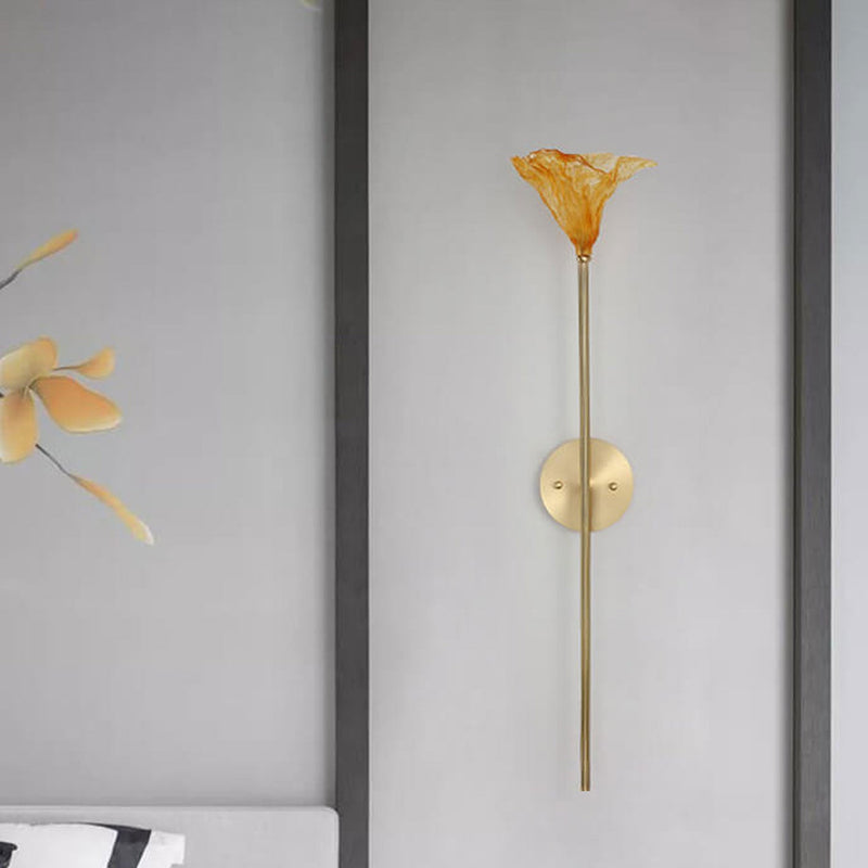 Modern Chinese Dry Lotus Glass Lamp Design 1-Light Wall Sconce Lamp