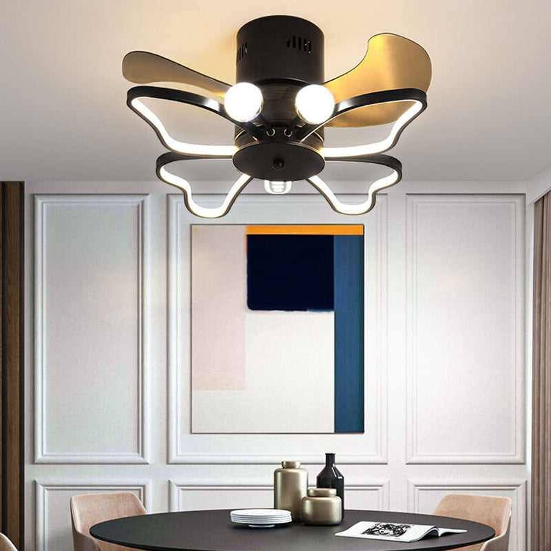 Nordic Creative Butterfly Shape LED Semi-Flush Mount Ceiling Fan Light