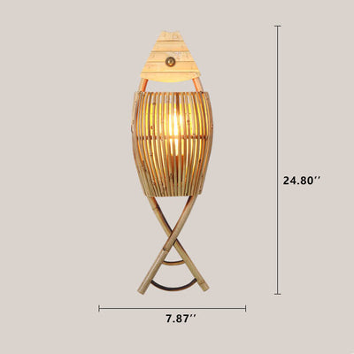 Vintage Bamboo Weaving Fish Shaped 1-Light Wall Sconce Lamp