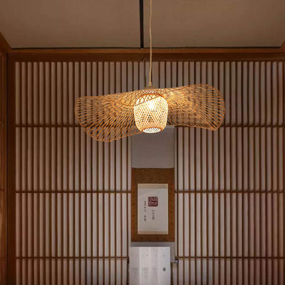 Bamboo Weaving 1-Light Japanese Elements Pendant Light